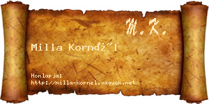 Milla Kornél névjegykártya