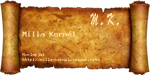 Milla Kornél névjegykártya